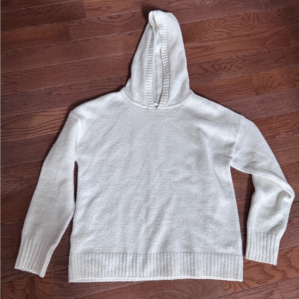 GAP White Hooded Sweater Cozy Knit